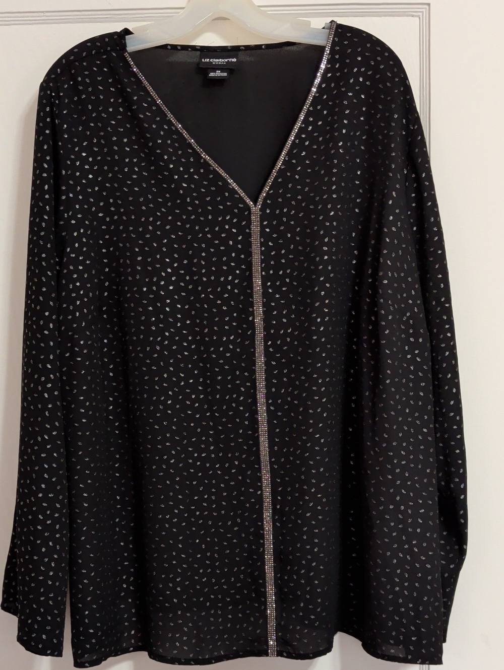 Liz Claiborne Black Tunic with Silver Accent